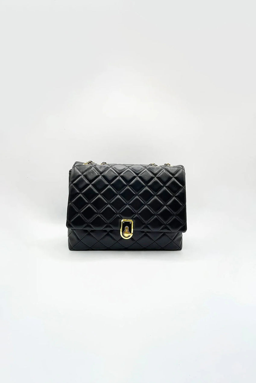 Luxury Quilted Shoulder Handbag With Chain Strap In Black HB364502