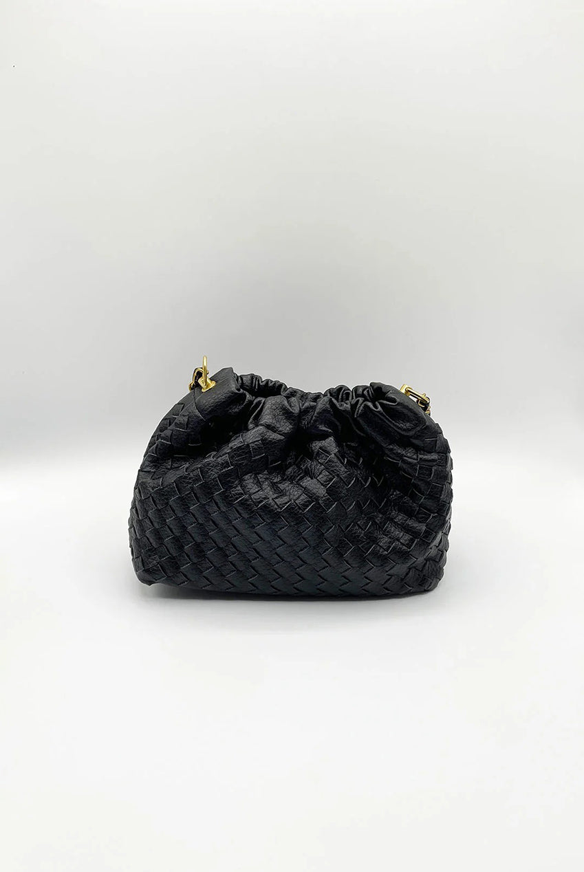 Woven Crossbody Handbag In Black HB364602