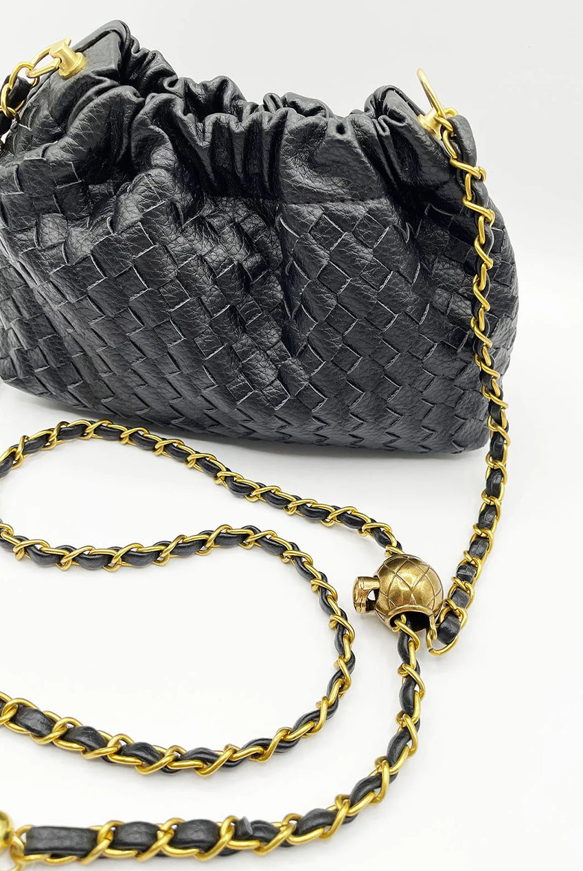 Woven Crossbody Handbag In Black HB364602