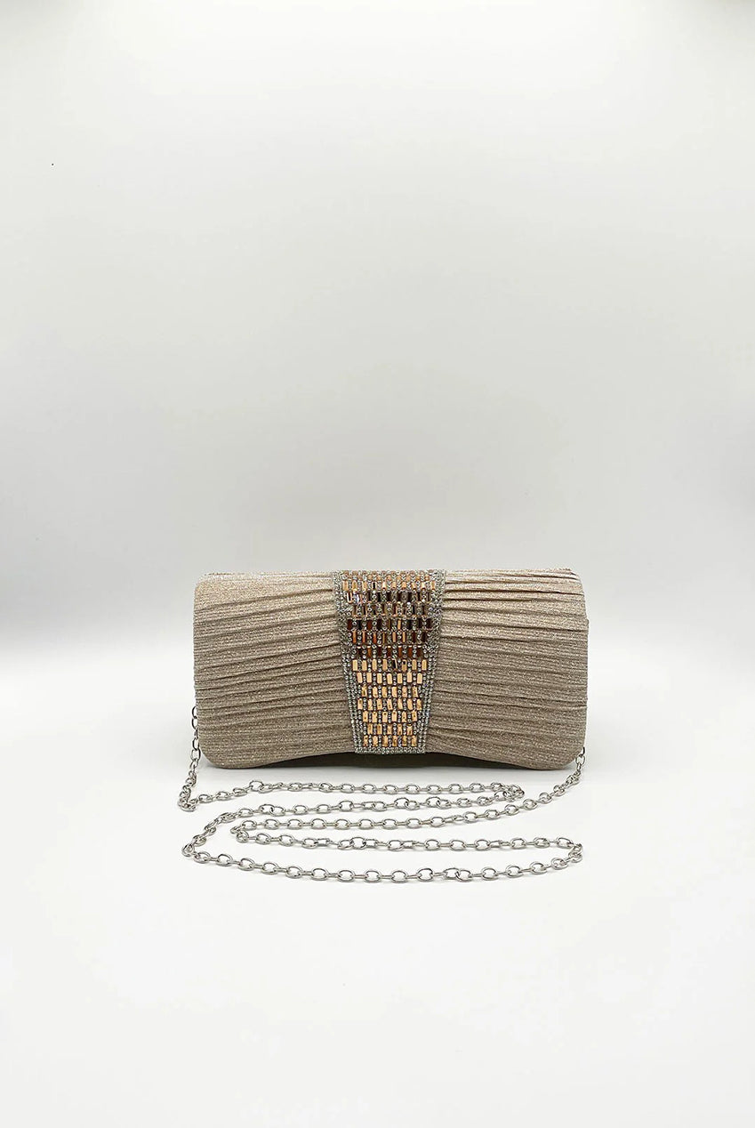 Rhinestone Glitter Clutch Bag In Gold HB364724