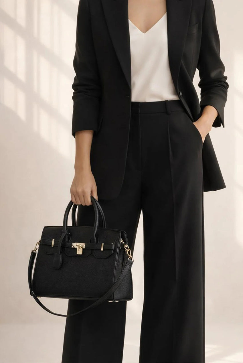 Top Handle Satchel Handbag In Black HB364902