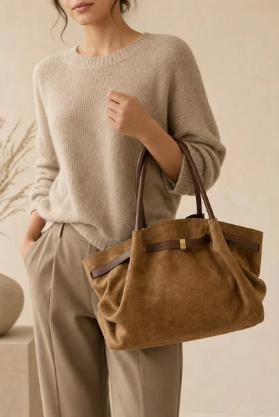 Brown - Vintage Soft Faux Suede Shoulder Bag In Brown by SVNX