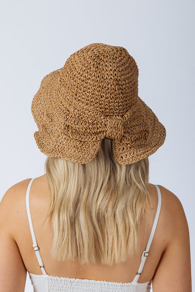 Brown - Bowknot Straw Sun Hat by SVNX