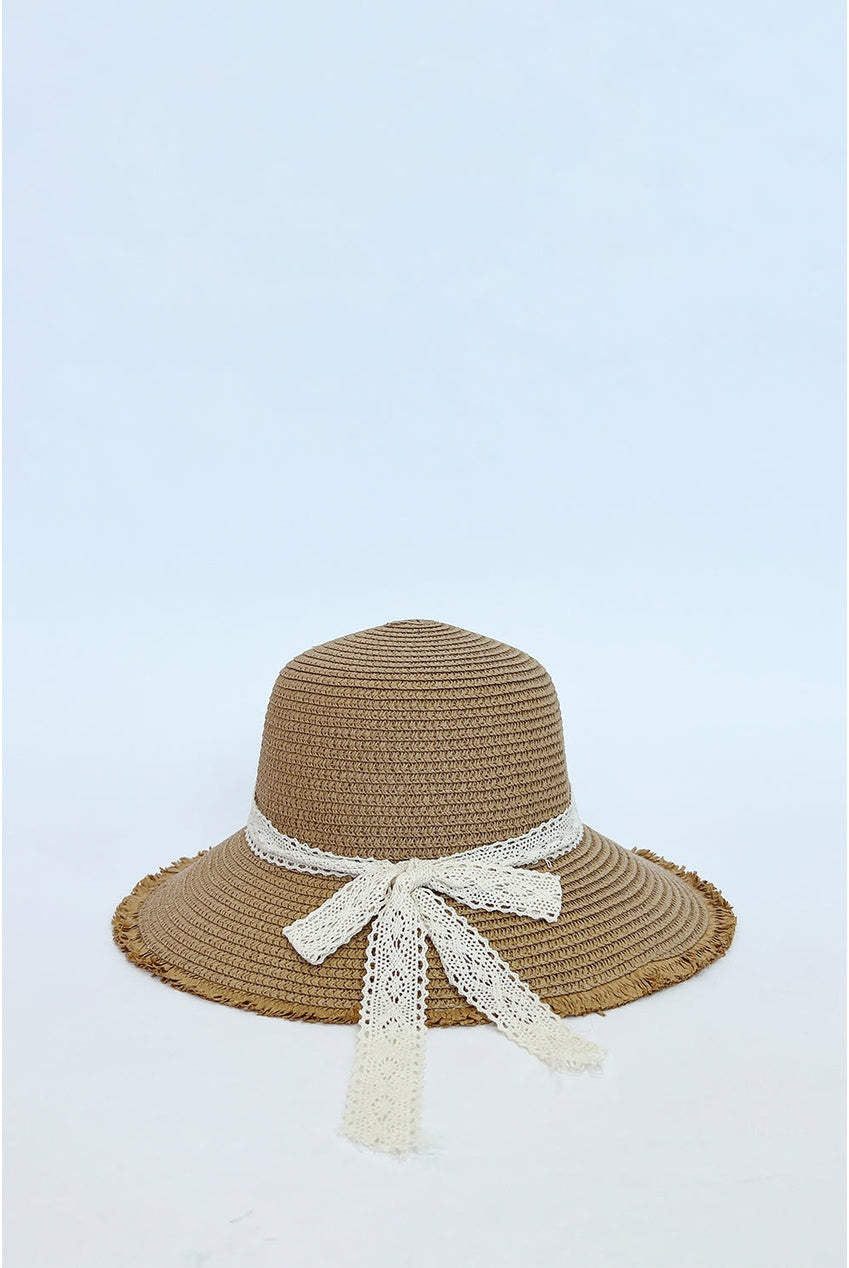 Lace Ribbon Straw Sun Hat HW320328