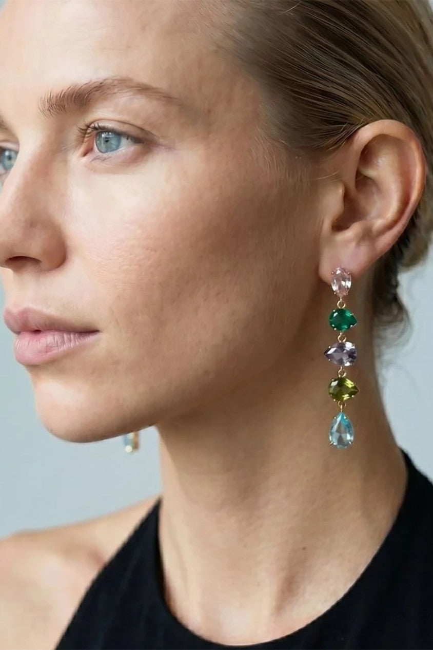 Hanabi Mixed Stone Drop Earrings US01-11854