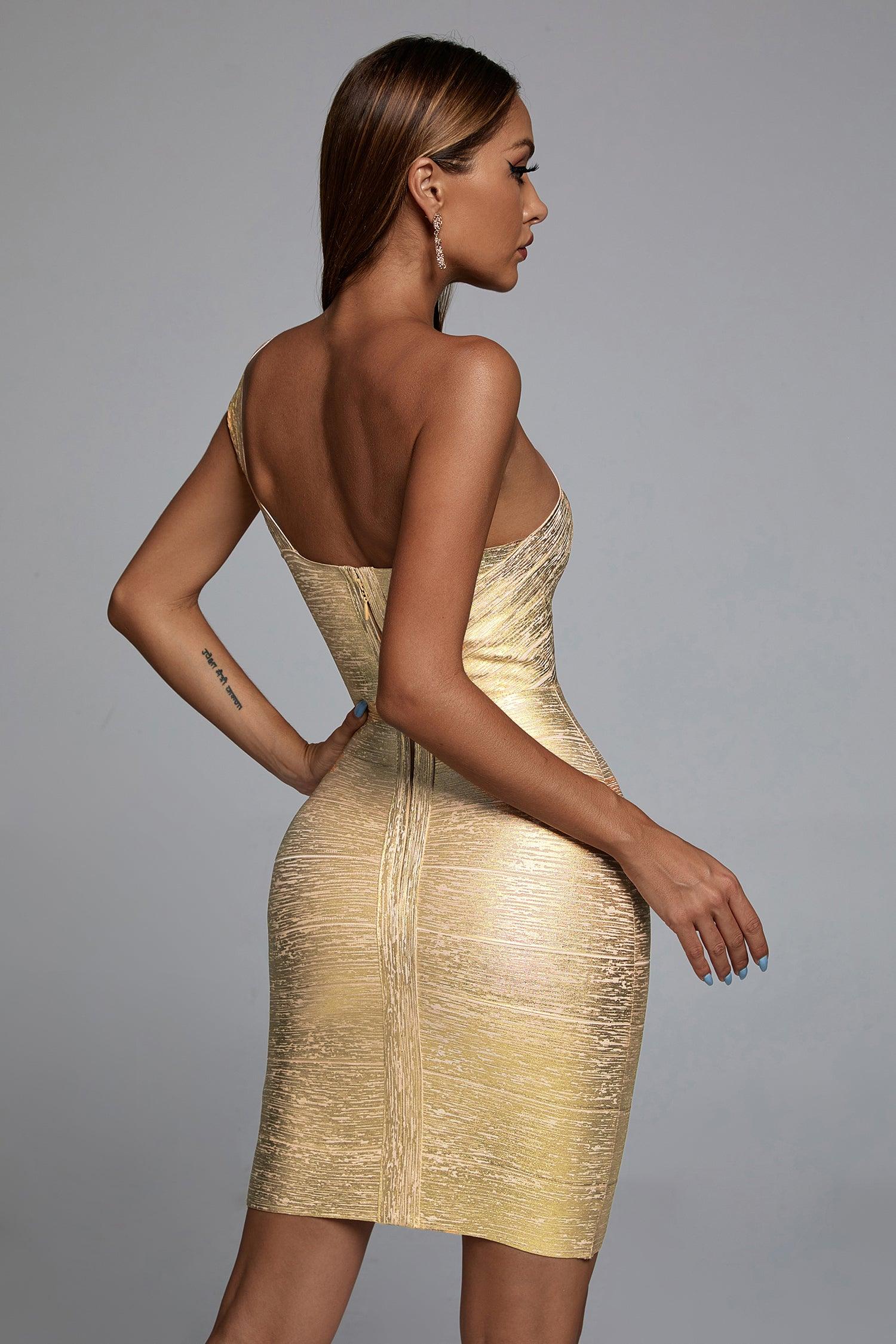 Lika Metallic Mini Cocktail Dress D210620008