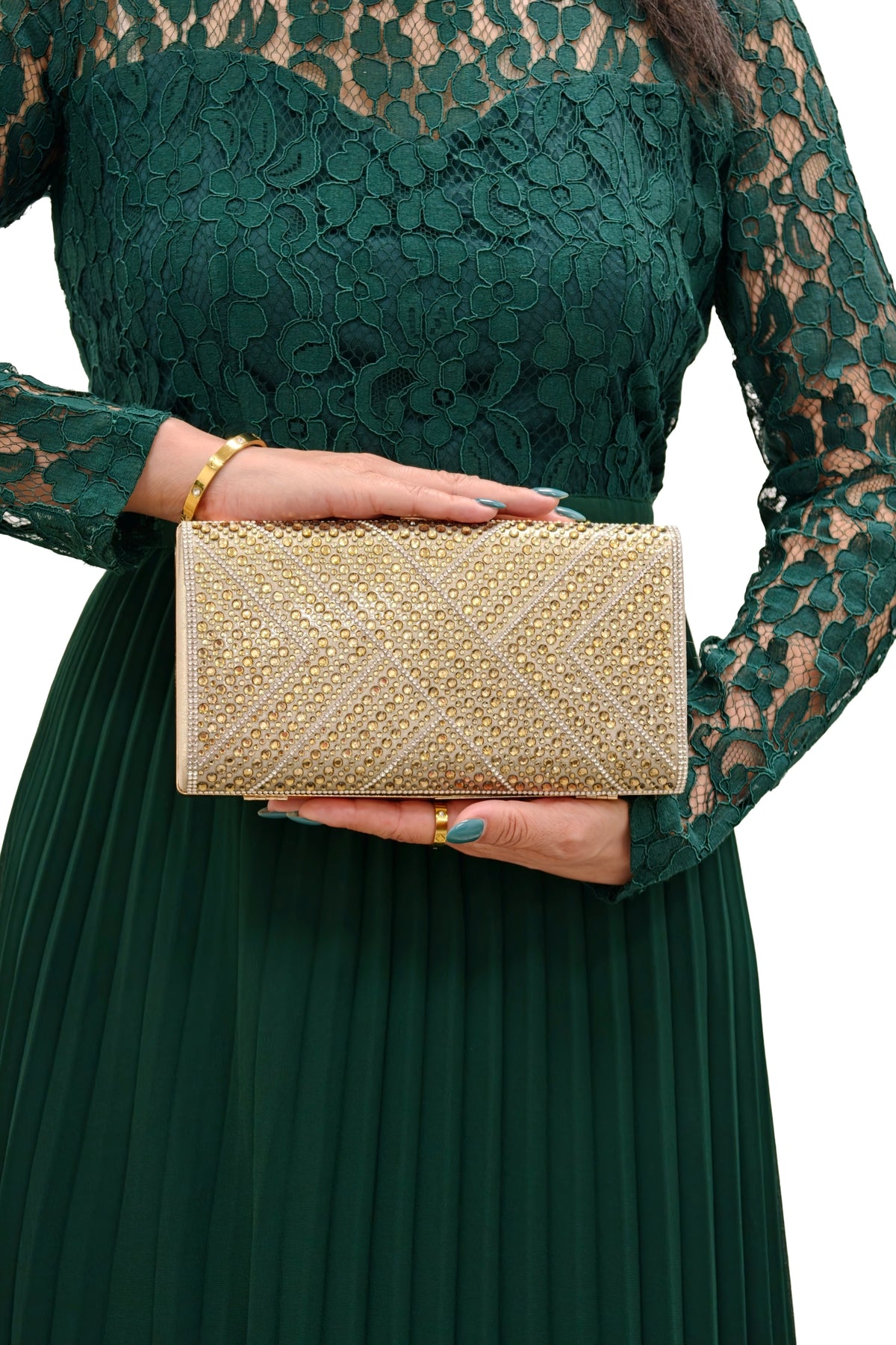 Rhinestone Embellished Box Clutch Bag AC0000716