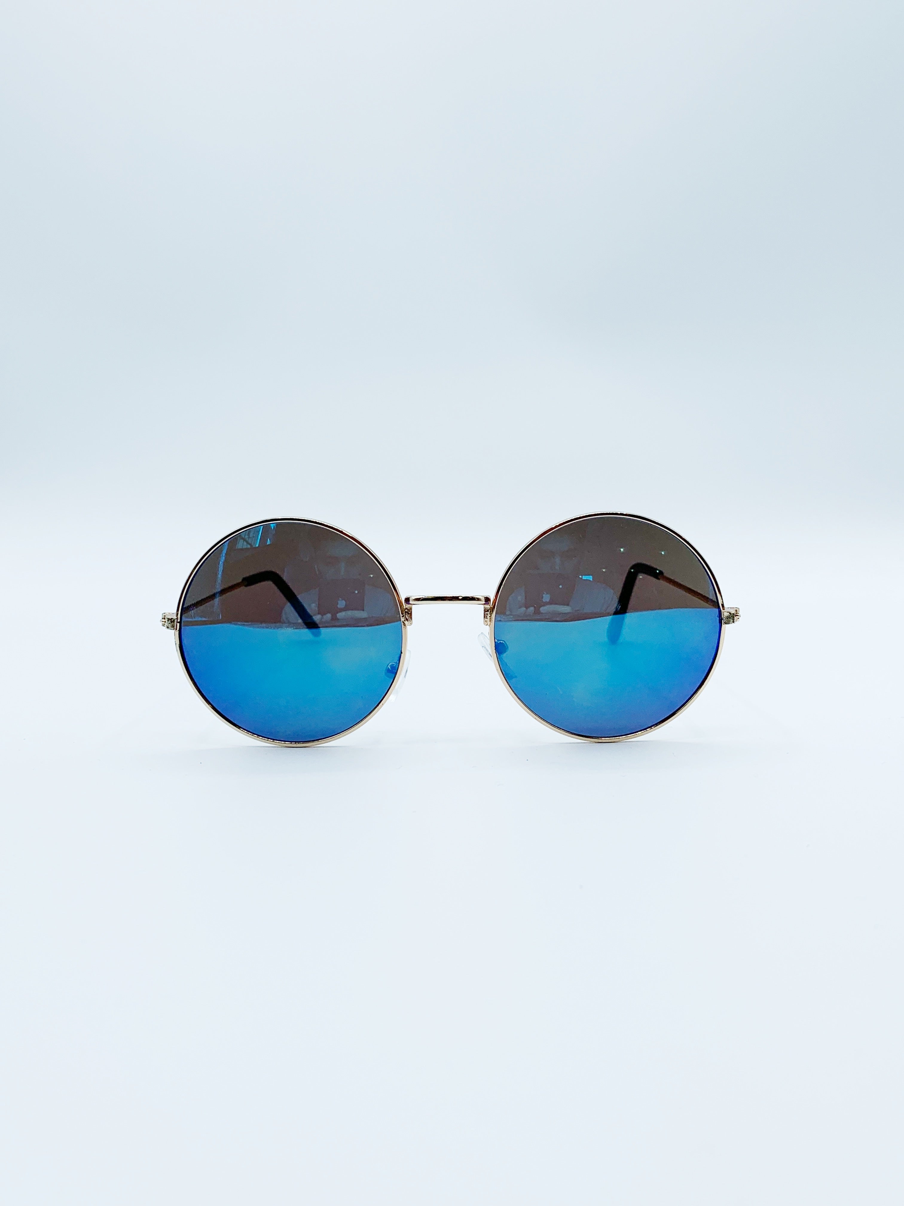 Round Metal Sunglasses In Shiny Silver SG2607120
