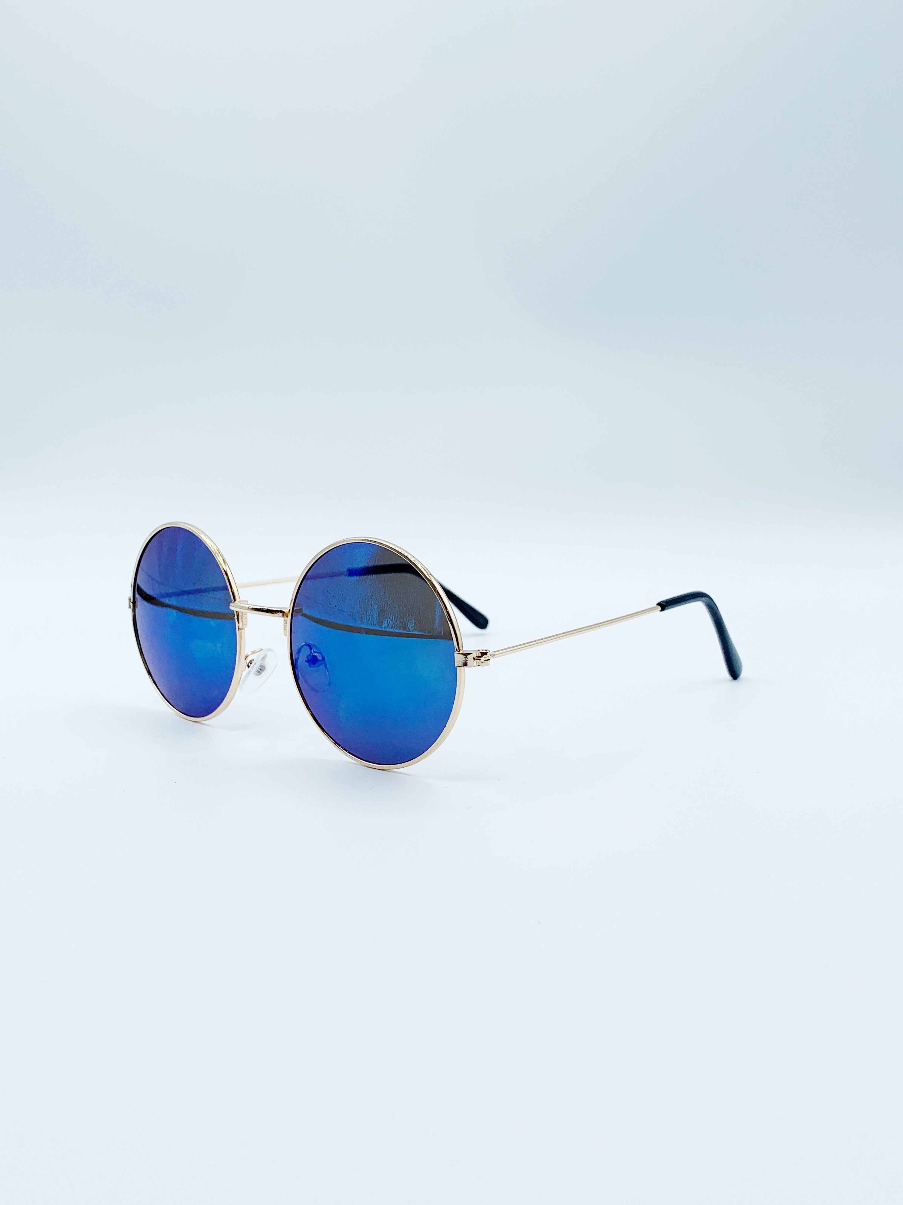 Round Metal Sunglasses In Shiny Silver SG2607120
