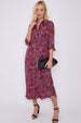 LOVE SUNSHINE Purple Leopard Print Half Sleeve Belted Maxi Shirt Dress