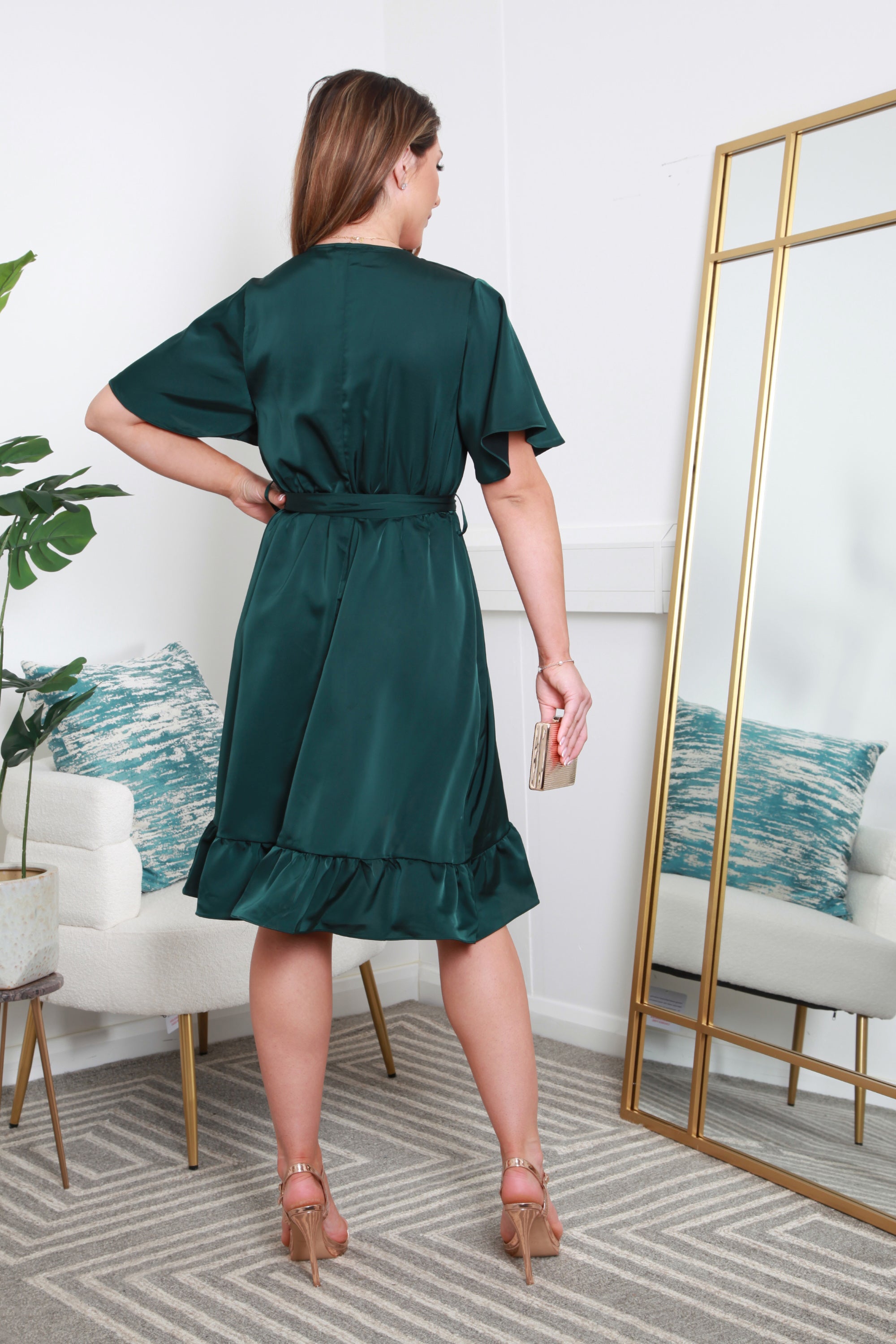 Frill Wrap Dress With Tea Sleeve Goddiva