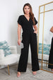 Double Second Tulip Sleeve Wrap Front Jumpsuit