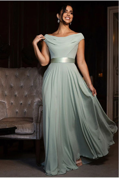 Sage Green - Cowl Neck Chiffon Maxi Dress - Sage Green by Goddiva