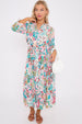 LOVE SUNSHINE White Multi Floral Print Long Sleeve Midi Dress