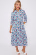 LOVE SUNSHINE Blue Bohemian Print Long Sleeve Midi Dress