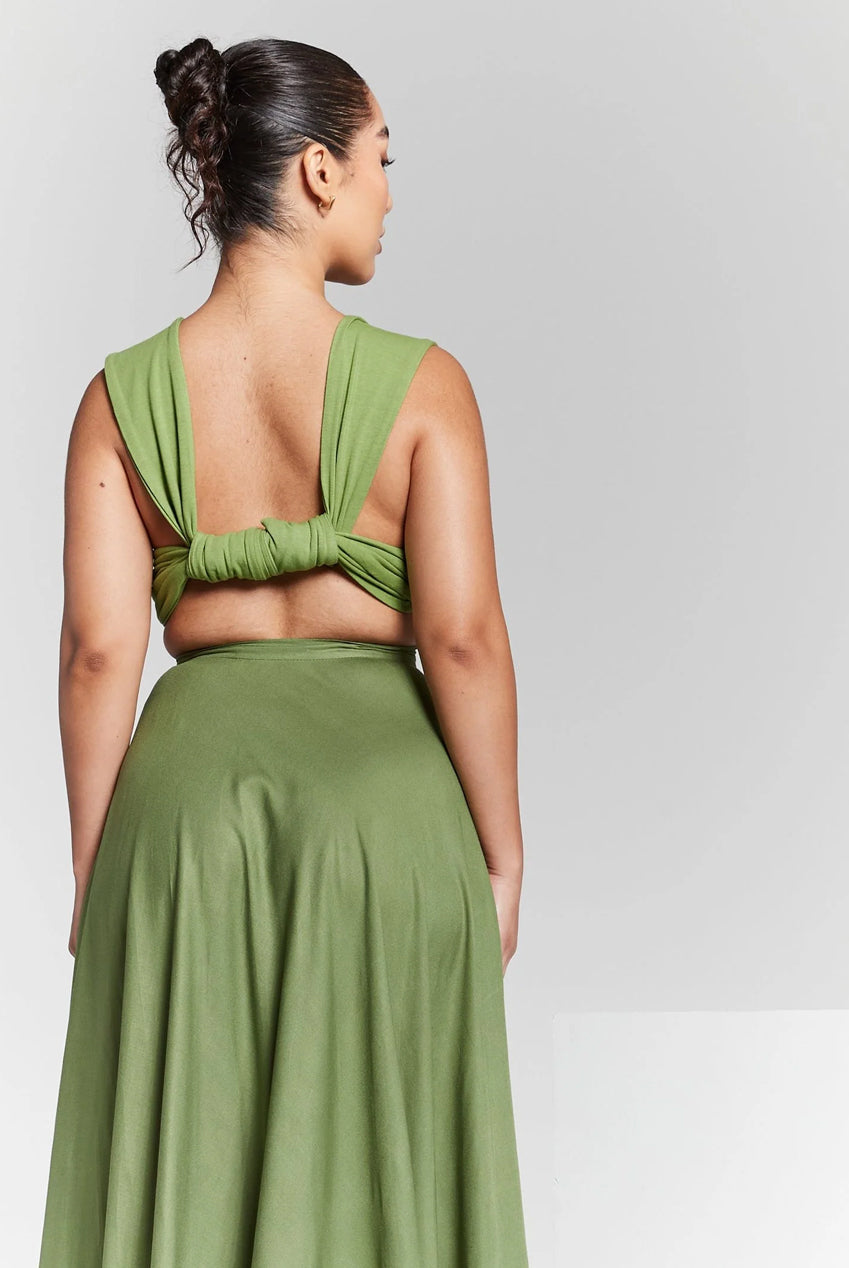 Isla Olive Green Multiway Tie Wrap Top INF20222