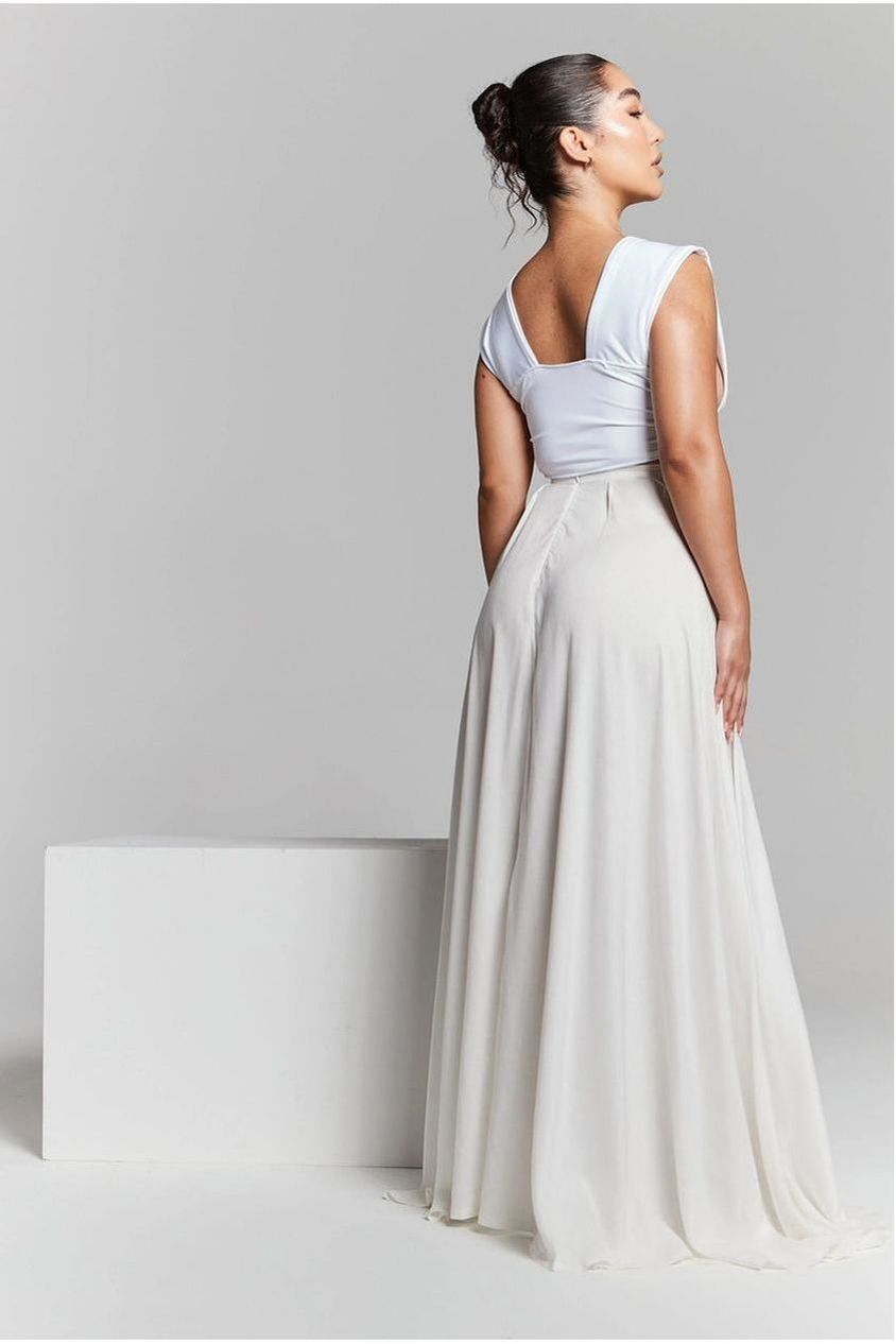 Ivory Pleated Maxi Skirt INF20224