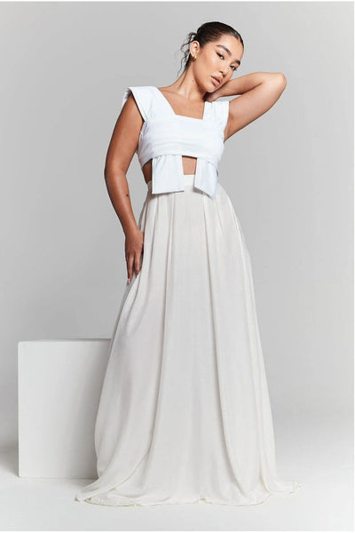 Ivory - Ivory Pleated Maxi Skirt by InFlair