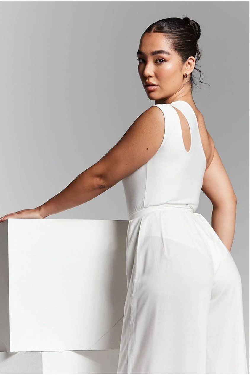 Ivory One Shoulder Knot Bodysuit INF20283