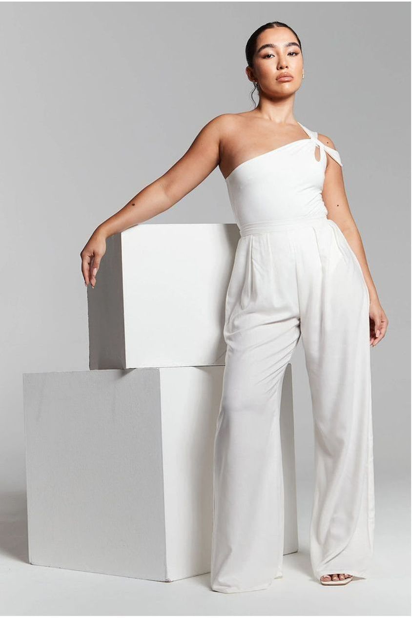 Ivory One Shoulder Knot Bodysuit INF20283