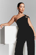 Black One Shoulder Knot Bodysuit by InFlair