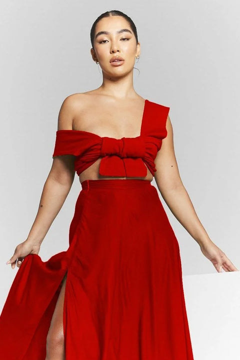 Isla Red Multiway Tie Top by InFlair