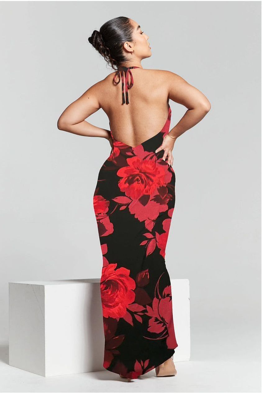 Kim Floral Knot Back Bodycon Dress INF20276
