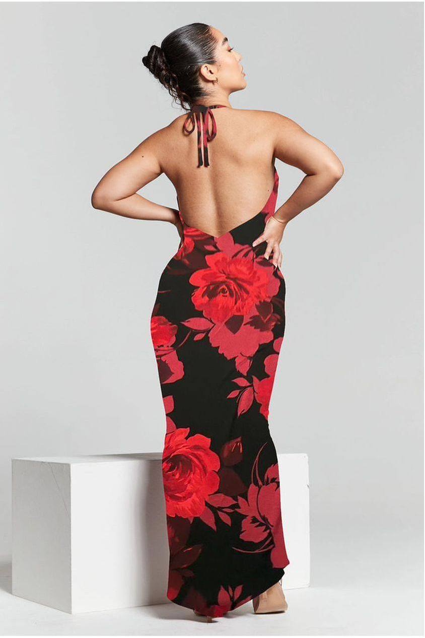 Kim Floral Knot Back Bodycon Dress INF20276