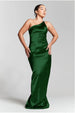 Emerald Green One Shoulder Silky Maxi Dress by InFlair