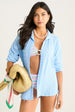 Sky Blue Textured Oversized Long Sleeve Shirt by Gini London