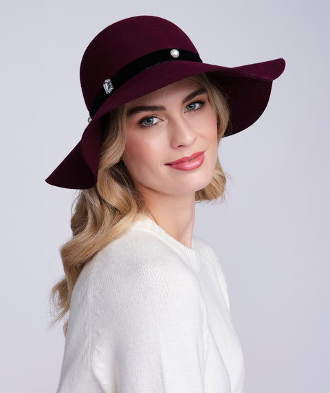 Ivanka Hat - Burgundy by Pia Rossini