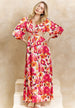 Cut Out Long Sleeve Maxi Dress In Pink Floral Print by Angeleye