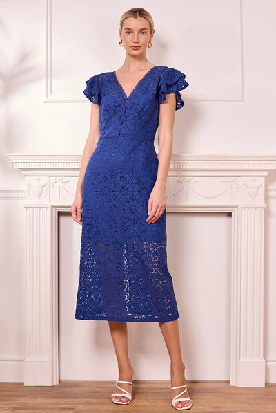 Navy Lace Midi Dress by Angeleye