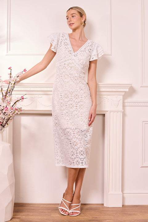 White Lace Midi Dress by Angeleye