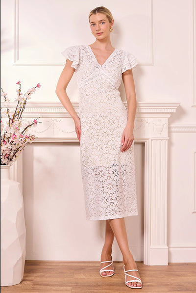White Lace Midi Dress by Angeleye