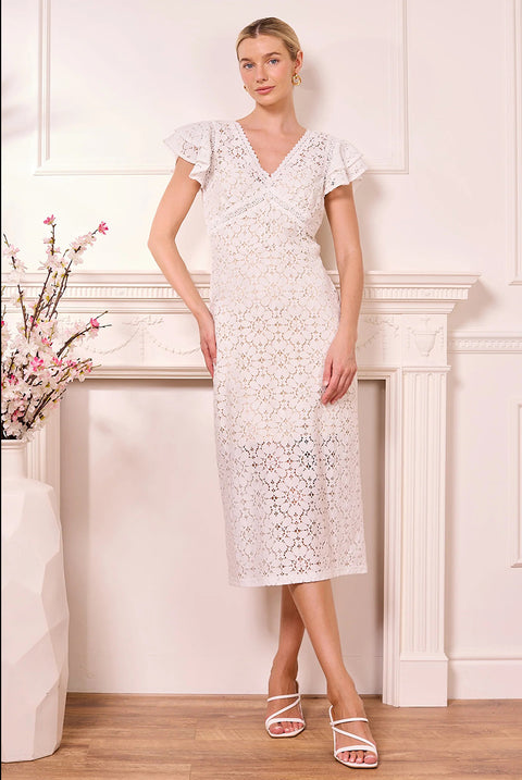 White Lace Midi Dress by Angeleye