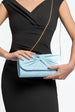 Light Blue Suede Clutch Bag With Knot Detail by Aftershock London
