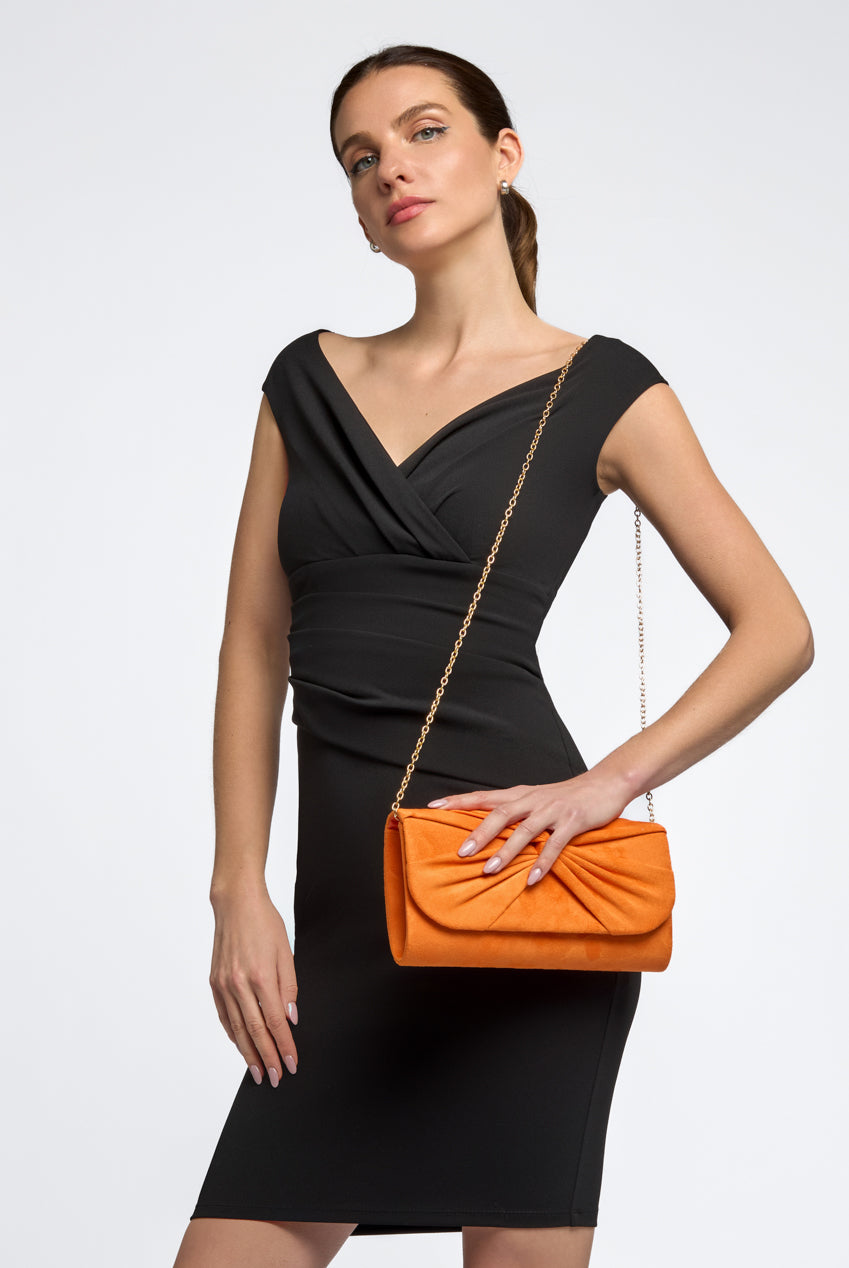 Orange Suede Clutch Bag With Knot Detail ALJ2724
