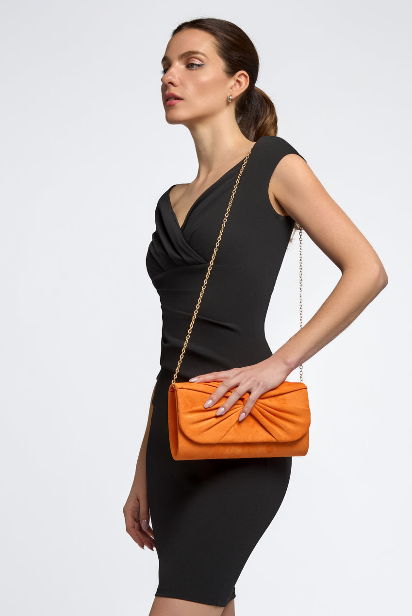 Orange Suede Clutch Bag With Knot Detail ALJ2724