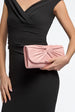 Pink Suede Clutch Bag With Knot Detail by Aftershock London