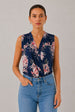 Jay Floral Navy Sleeveless Bodysuit by Honor Gold