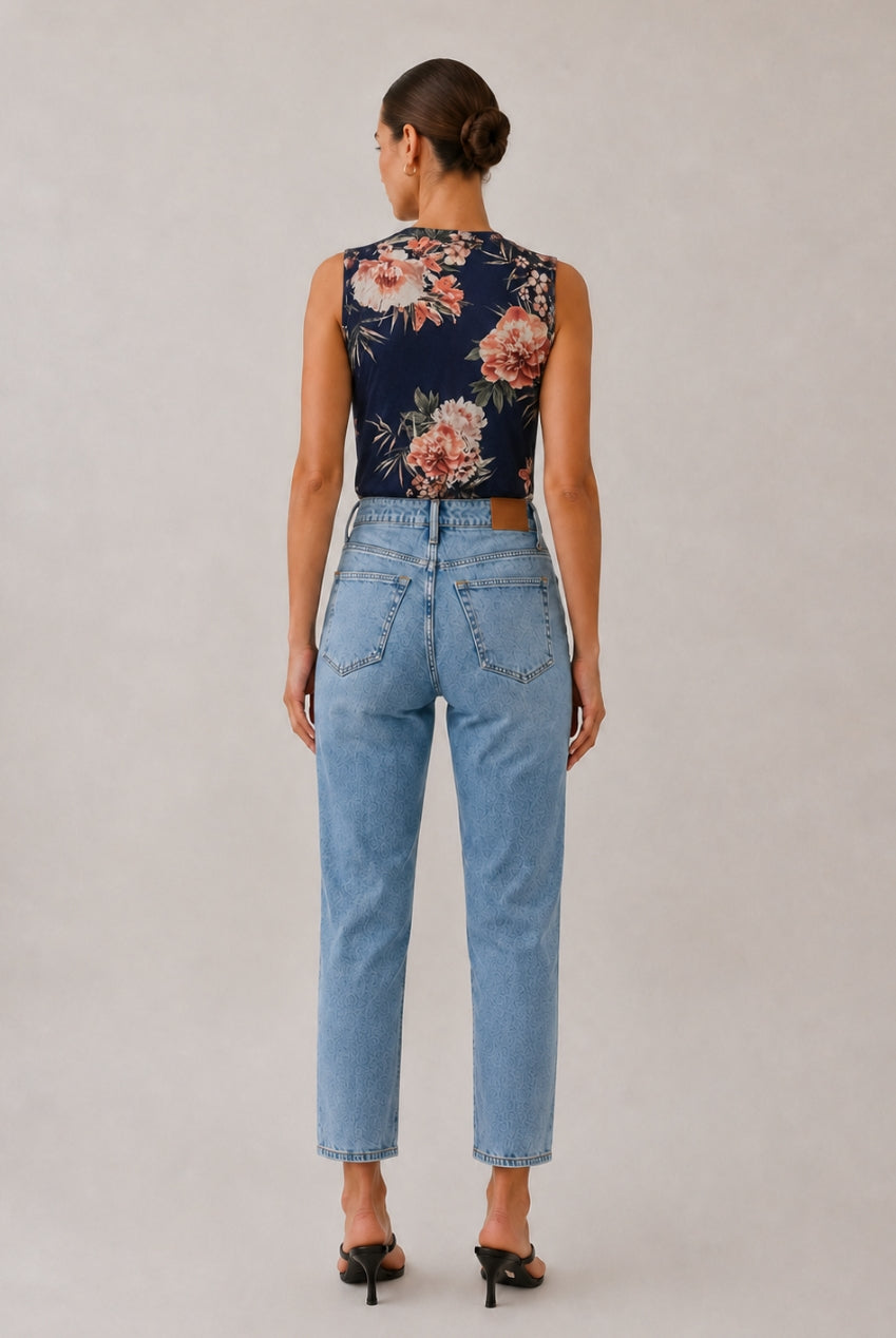 Jay Floral Navy Sleeveless Bodysuit JAY-FLORAL-BODY