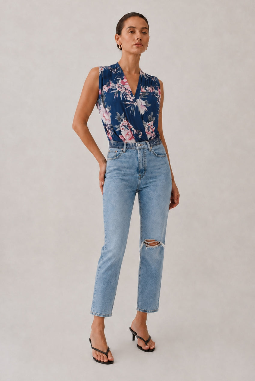 Jay Floral Navy Sleeveless Bodysuit JAY-FLORAL-BODY