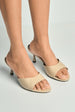 Diara Plain Band Low Heeled Mules In Beige by Miss Diva