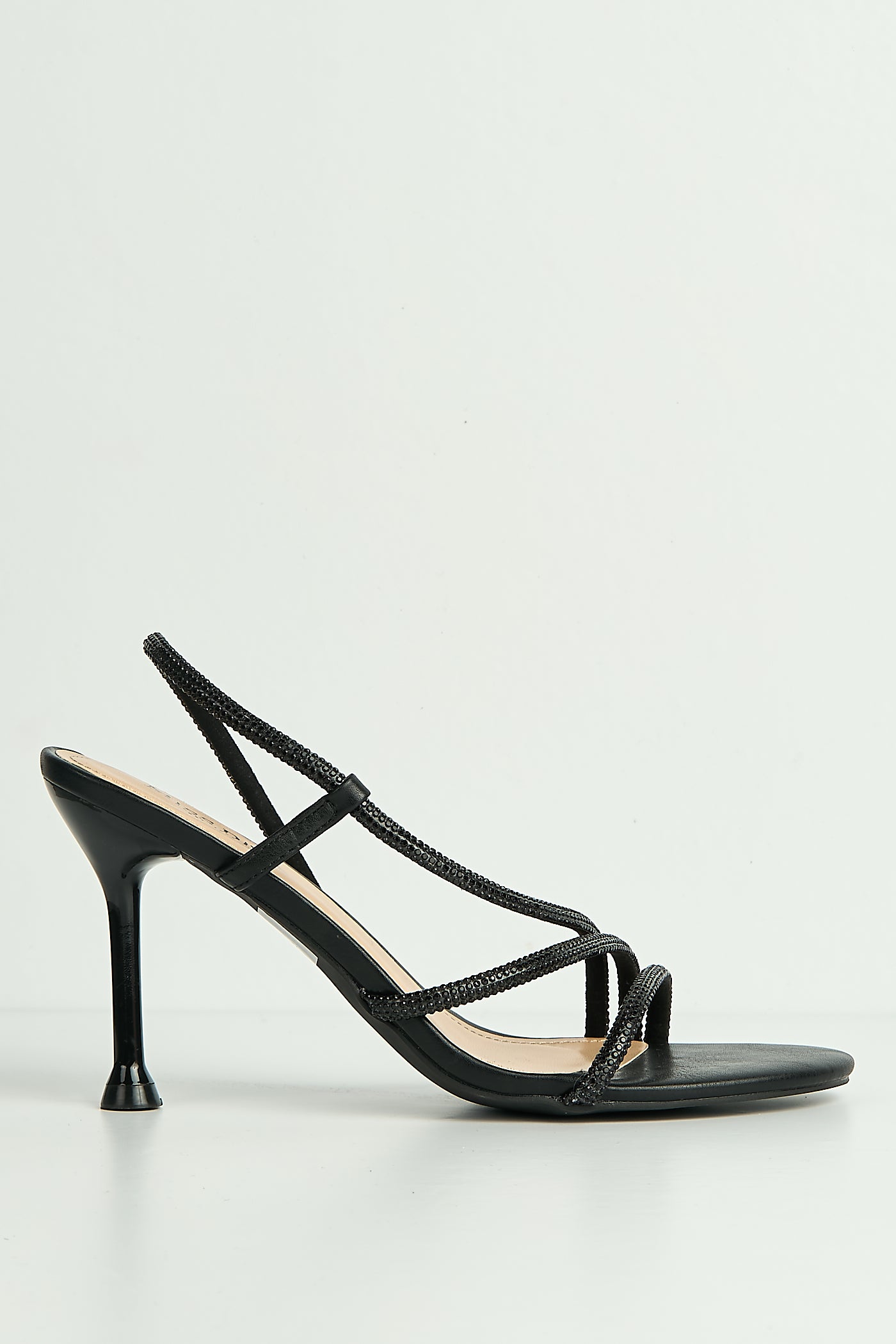 Cady 3 Diamante Band Stiletto Heeled Sandals In Black LIQUORICE2-BLK