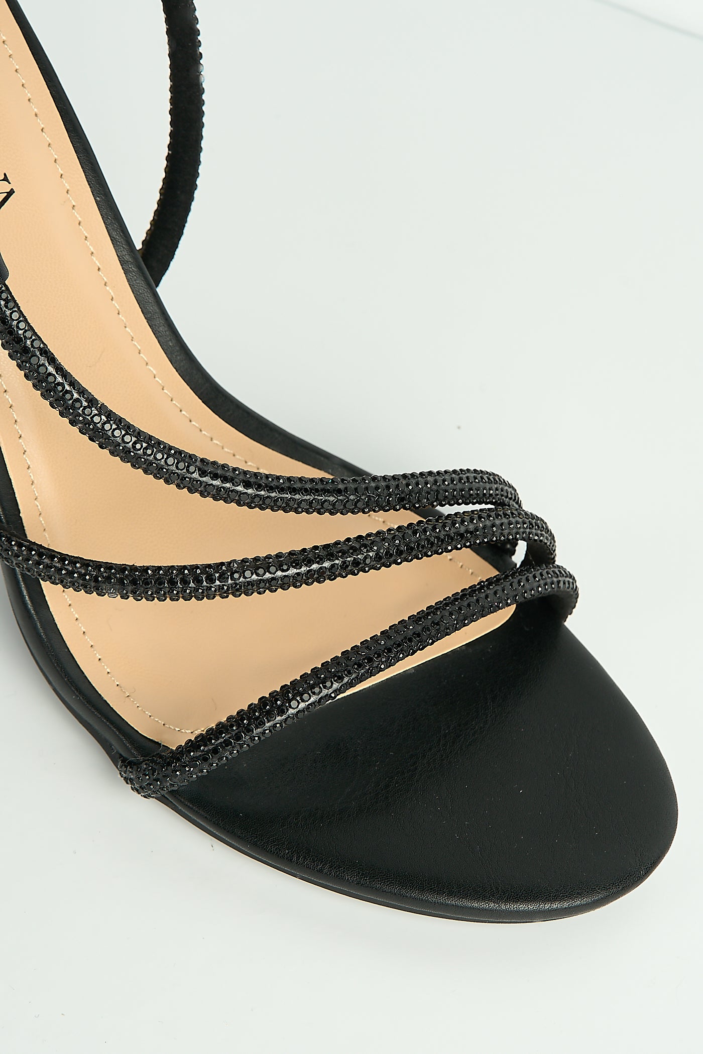 Cady 3 Diamante Band Stiletto Heeled Sandals In Black LIQUORICE2-BLK