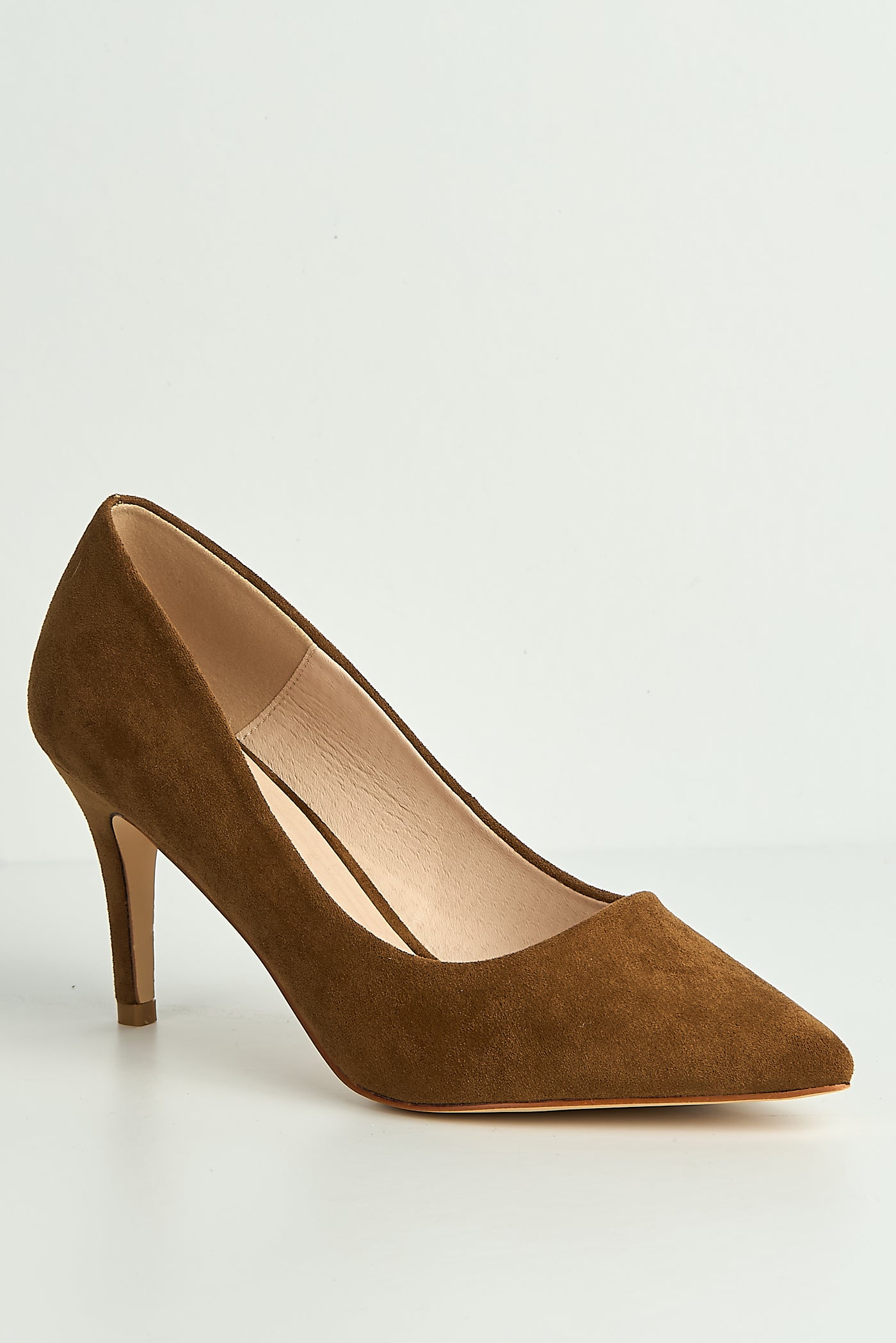 Ingrid Pointed Toe Court Heels In Tan Suede 1626-10-TANSU