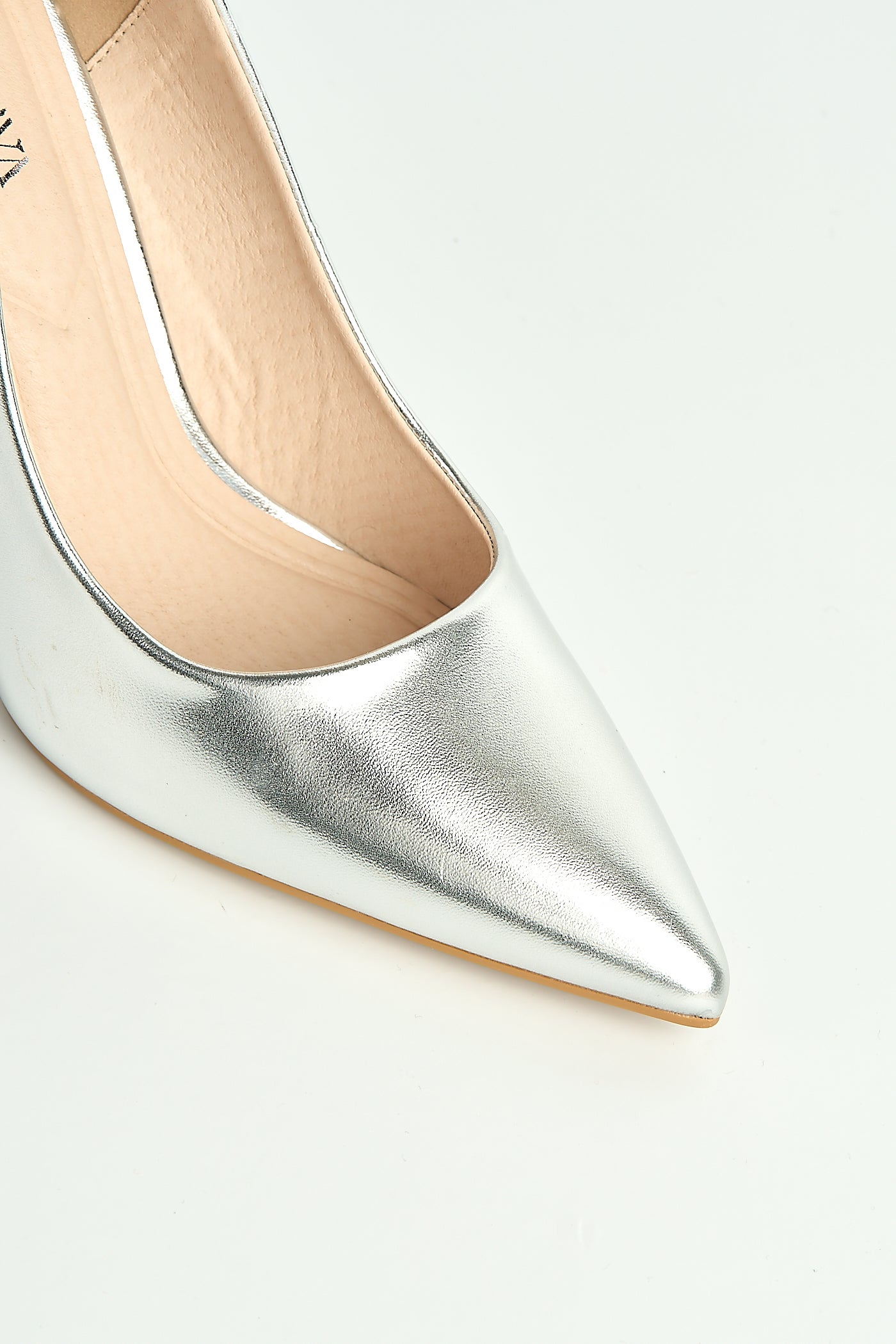 Mila High Stiletto Faux Sued Heel Court Shoe In Silver NF-493-SVR