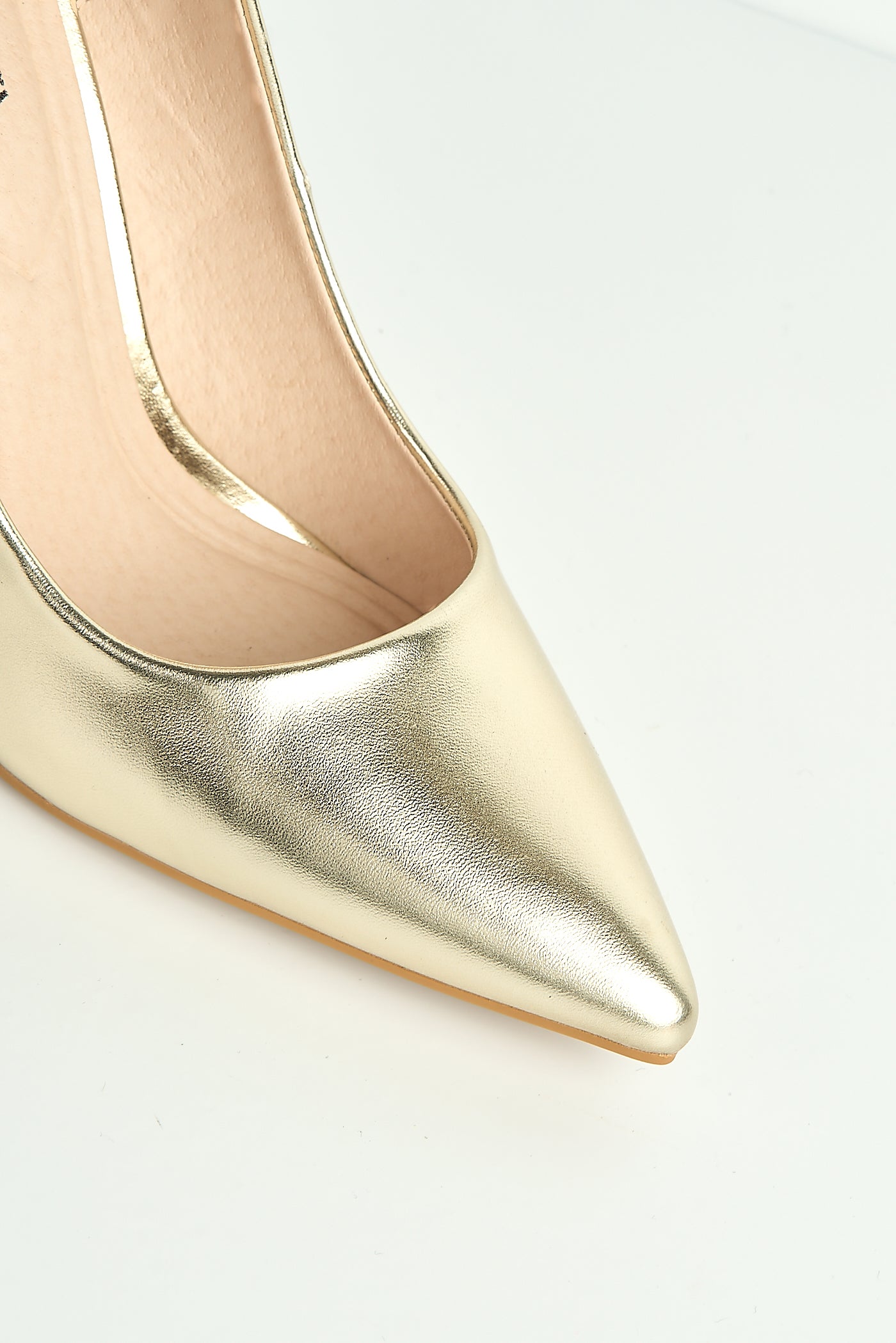 Mila High Stiletto Faux Sued Heel Court Shoe In Gold NF-493-GOL