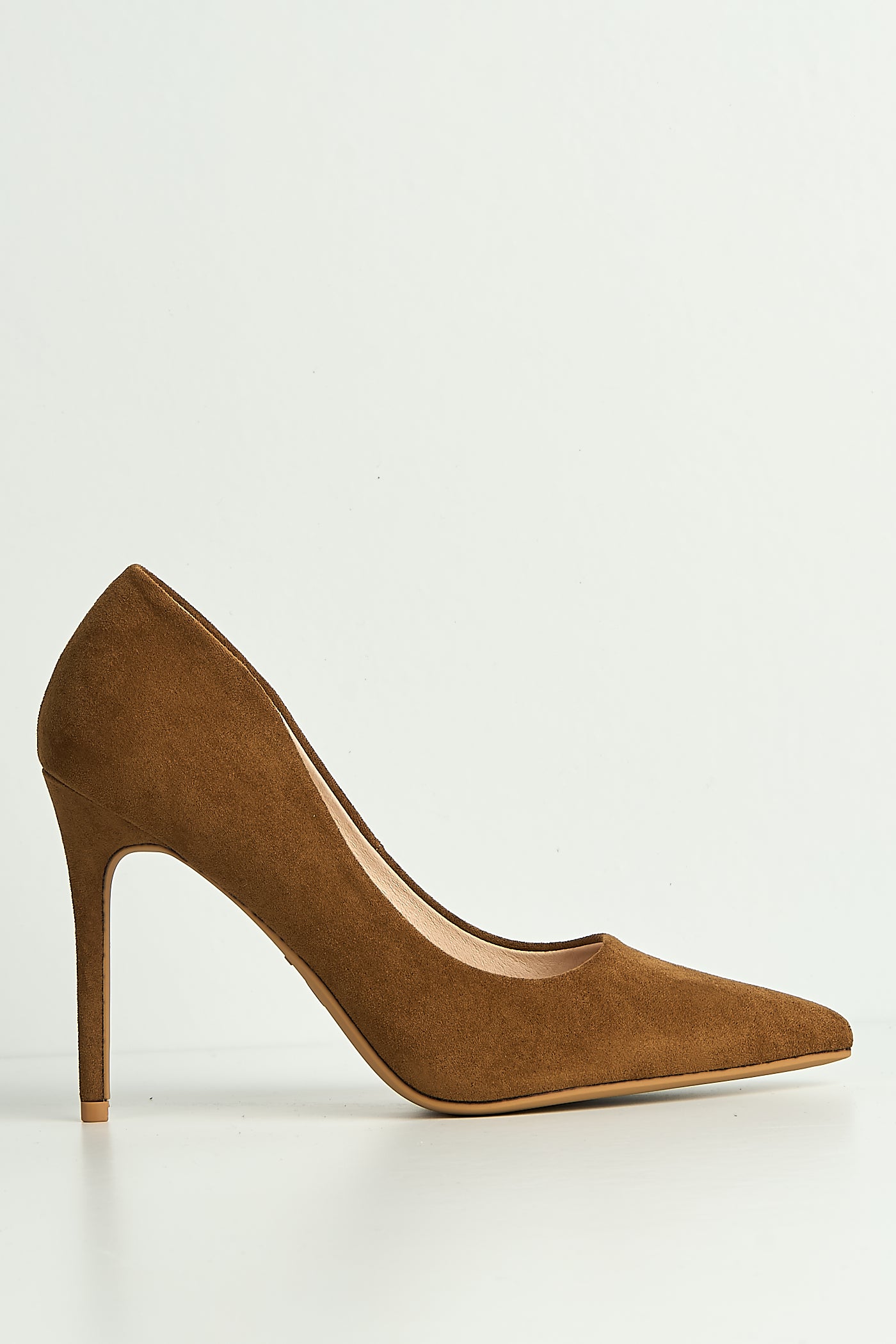 Mila High Stiletto Faux Sued Heel Court Shoe In Tan Suede NF-493-TANSU